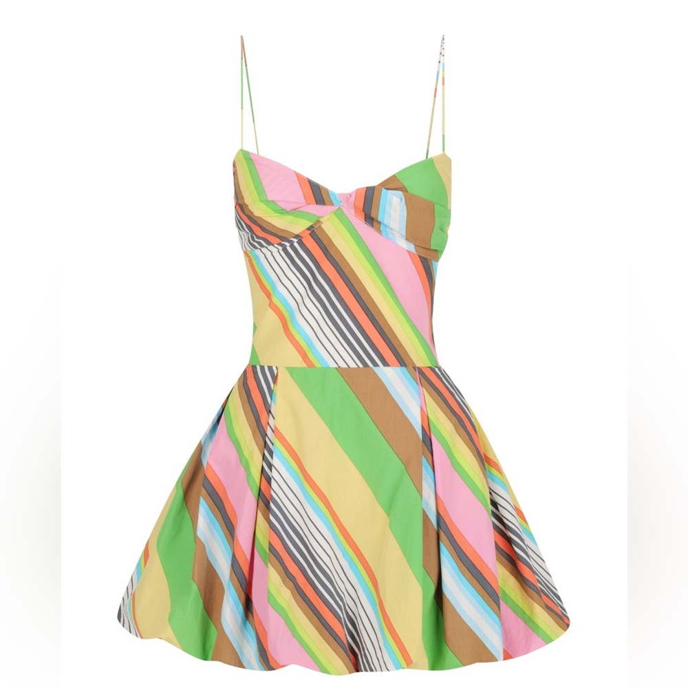 Anthropologie S/W/F SWF Fitted Balloon Mini Dress Cotton Stripe La Fiesta- Large